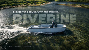 Riverine sailing in a River, Riverine, Master the River. Own the mission. 30+ knots boat, 8m boat, mission ready boat, 4K boat picture, 4K Defence picture, 4K, high quality vessel